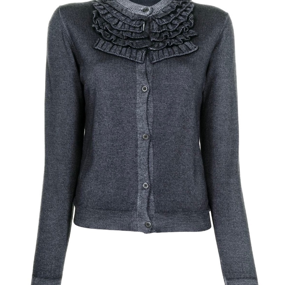 Prada Grey Ruffle Neck Cardigan - Picture 5 of 16